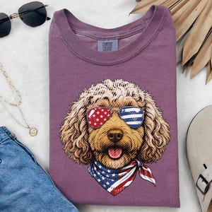Comfort Colors Patriotic Dog Shirt, Cockapoo Goldendoodle Sweatshirt, American Heritage Independence Celebration Crewneck, Cockapoo Shirt immagine 5