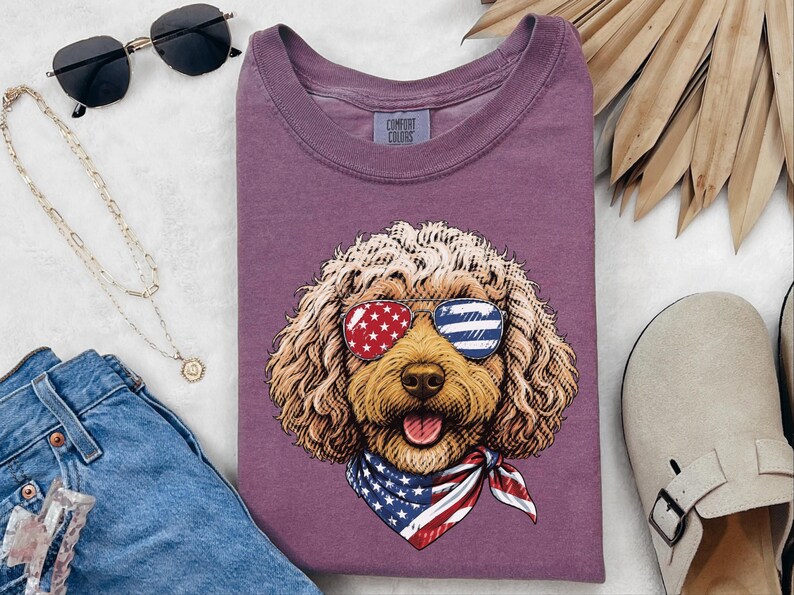 Comfort Colors Patriotic Dog Shirt, Cockapoo Goldendoodle Sweatshirt, American Heritage Independence Celebration Crewneck, Cockapoo Shirt immagine 5