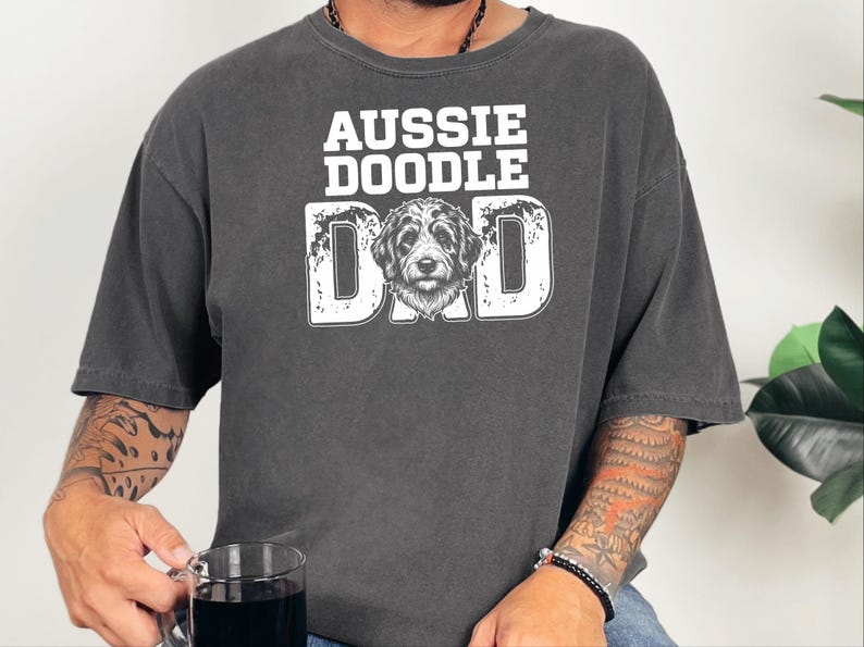 Comfort Colors Aussiedoodle Dad T-Shirt, Funny Retro Dog Lover Graphic Tee, Vintage Doodle Pet Parent Gift Idea, Best Dog Dad Apparel image 8