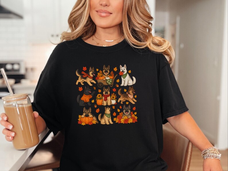 German Shepherd Fall Shirt, Autumn Dog Mom Gift, Cozy Season Sweatshirt, Puppy Lover Tee image 4