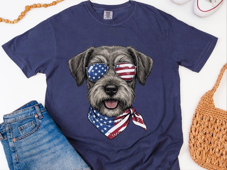 Comfort Colors Patriotic Schnoodle Dog Shirt, Independence Day Dog Mom Sweatshirt, Red White Blue American Flag Dog Lover Tee, Schnoodle Dad Bild 8