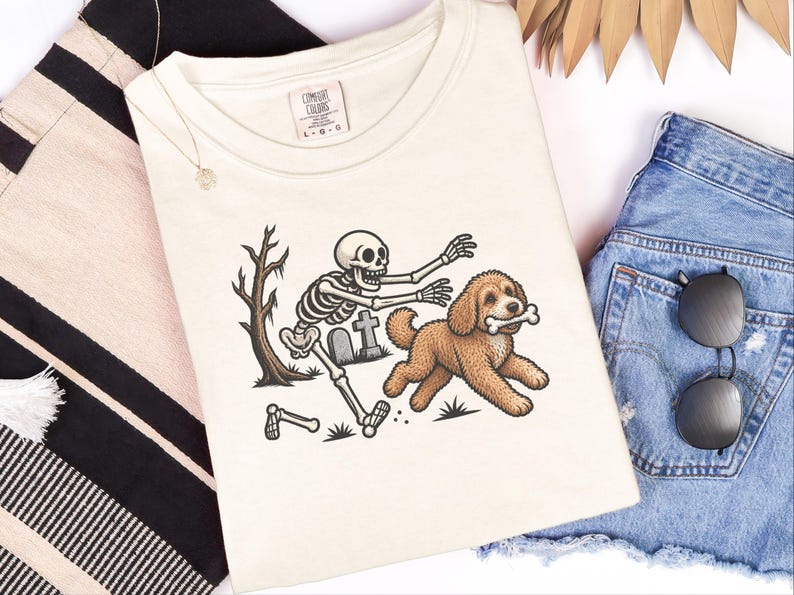 Camiseta Cavapoo, Camiseta de Perro Esqueleto, Camiseta de Perro de Halloween, Camiseta de Perro Espeluznante, Regalo para Mamá Cavapoo, Camiseta para Amantes de los Perros, Camiseta de Halloween de Esqueleto imagen 2