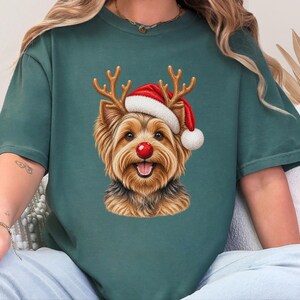 Christmas Yorkie Shirt, Holiday Dog Mom Gift, Festive Yorkie Lover Tee, Santa Paws Sweatshirt, Christmas Pet Owner Shirt image 3