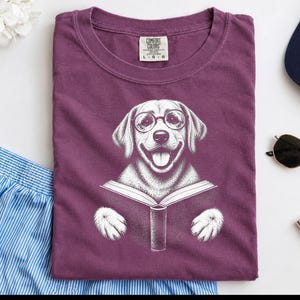 Reading Dog Shirt, Bookish Dog Tee, Lab Lover Gift, Dog Owner Gift, Library Shirt, Book Lover Shirt, Dog Mom Gift image 4