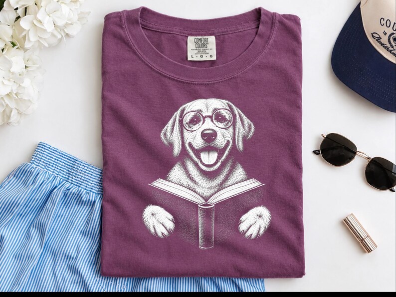 Reading Dog Shirt, Bookish Dog Tee, Lab Lover Gift, Dog Owner Gift, Library Shirt, Book Lover Shirt, Dog Mom Gift image 4