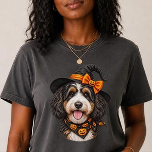 Bernedoodle Dog Halloween Shirt, Bernedoodle Mom Gift, Witch Dog Shirt, Spooky Dog Mom, Halloween Dog Lover Gift image 6