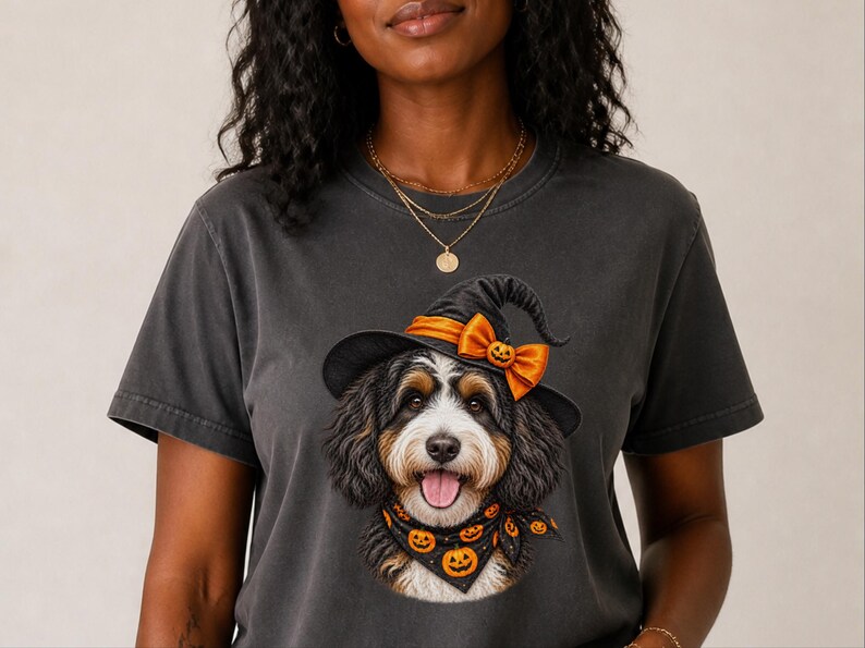 Bernedoodle Dog Halloween Shirt, Bernedoodle Mom Gift, Witch Dog Shirt, Spooky Dog Mom, Halloween Dog Lover Gift image 6