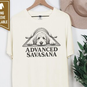 Labradoodle Shirt, Advanced Savasana Yoga Tee, Dog Lover Gift, Funny Fitness Workout Top, Yogi Meditation Shirt image 8