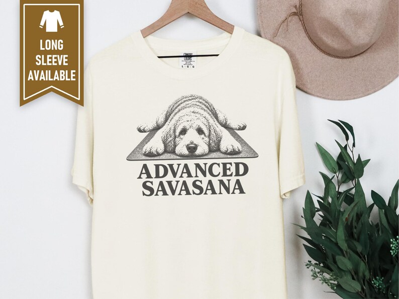 Labradoodle Shirt, Advanced Savasana Yoga Tee, Dog Lover Gift, Funny Fitness Workout Top, Yogi Meditation Shirt image 8