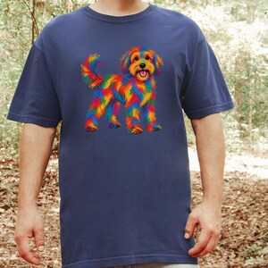 Camiseta de perro Schnoodle, regalo para dueños de Schnoodle, arte de perros colorido, camiseta con estampado de garabatos, ropa para amantes de los perros imagen 9