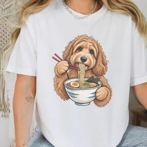 Labradoodle Shirt, Ramen Lover Gift, Labradoodle Mom Gift, Japanese Food Tee, Noodle Lover Shirt, Ramen Cat Art image 8