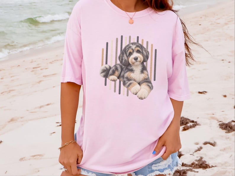 Aussiedoodle shirt, Aussiedoodle cadeau, shirt voor hondenmoeder, driekleurig puppy shirt, shirt voor doodle-liefhebbers, cadeau voor hondeneigenaar afbeelding 3