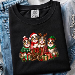Christmas Australian Shepherd Shirt, Aussie Dog Mom Gift, Festive Holiday Sleigh Graphic Tee, Australian Christmas Sweatshirt afbeelding 1