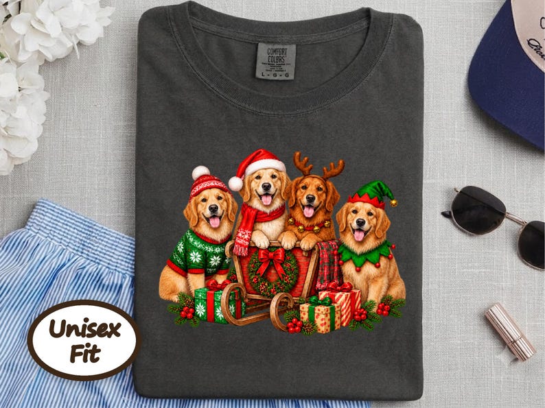 Christmas Golden Retriever Shirt, Dog Christmas Gift, Holiday Pet Tee, Golden Retriever Lover Gift image 4