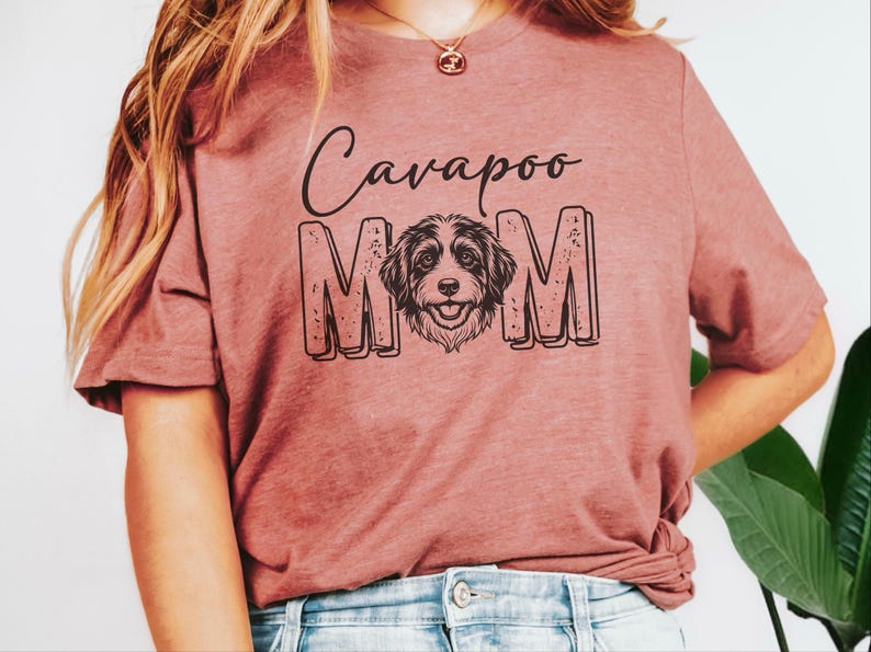 Cavapoo-Mama-Shirt, süßes Doodle-T-Shirt | Geschenk für Hundeliebhaberinnen, T-Shirt für Pudel-Mischlingsbesitzerinnen | Lustige Kleidung für Hundemamas, Geschenkidee für frischgebackene Hundemamas Bild 5