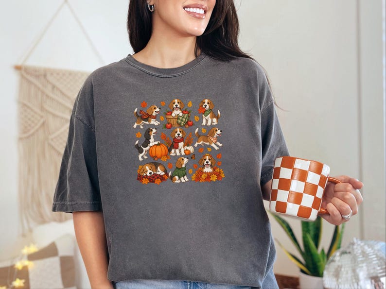 Beagle Fall Dog Shirt, Cute Autumn Puppy Tee, Beagle Mom Gift, Fall Dog Owner Shirt, Cozy Puppy Lover Sweatshirt image 4