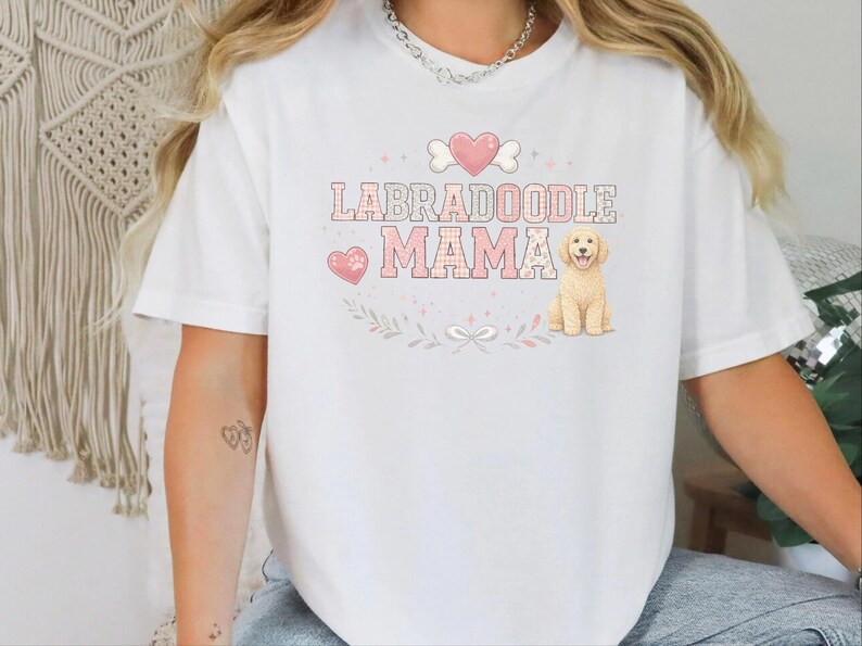 Comfort Colors Labradoodle Gift Tee, Labradoodle Mama Shirt for Women, Funny Fur Mama T-Shirt, Doodle Mom Owner Present for Pets image 2