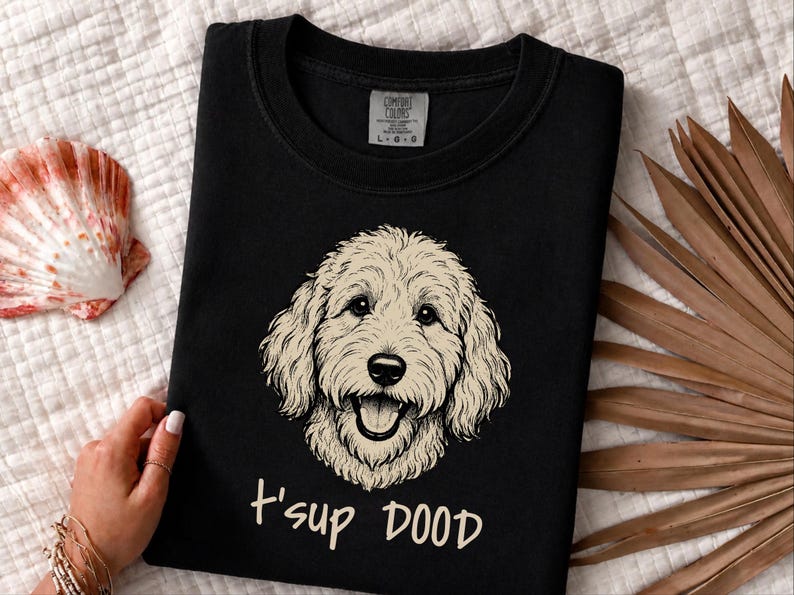 Comfort Colors Labradoodle T-Shirt, T'sup Dood Goldendoodle Sweatshirt, Funny Bernedoodle Sheepadoodle Graphic Crewneck, Golden Labradoodle image 7