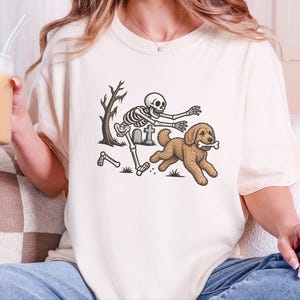 Labradoodle Skeleton Shirt, Spooky Labradoodle Dog Gift, Skeleton Dog Tee, Halloween Dog Shirt, Labradoodle Mom Owner Art, Funny Dog Shirt image 9