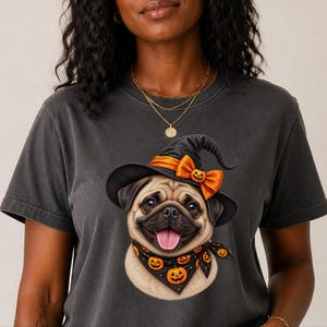 Halloween Pug Shirt, Pug Mom Gift, Witch Dog Tee, Spooky Dog Owner Gift, Dog Lover Halloween Gift image 10