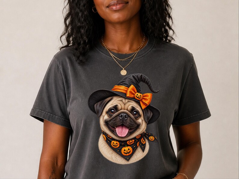 Halloween Pug Shirt, Pug Mom Gift, Witch Dog Tee, Spooky Dog Owner Gift, Dog Lover Halloween Gift image 10