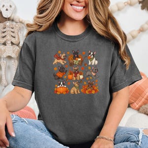 French Bulldog Fall Shirt, Frenchie Mom Gift, Autumn Dog Lover Tee, Pumpkin Season Sweater, Cute Puppy Graphic Top image 3