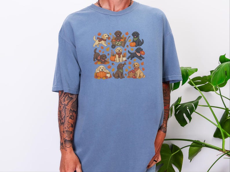 Camiseta de Labrador de otoño, regalo para amantes de los perros de otoño, linda camiseta para mamás de Labrador, suéter de cachorro para Acción de Gracias, ropa acogedora para dueños de mascotas de cosecha. imagen 4