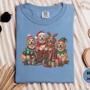 Christmas Golden Retriever Shirt, Dog Christmas Gift, Holiday Pet Tee, Golden Retriever Lover Gift image 1