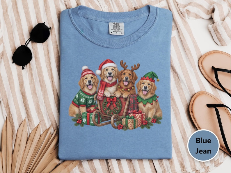 Christmas Golden Retriever Shirt, Dog Christmas Gift, Holiday Pet Tee, Golden Retriever Lover Gift image 1