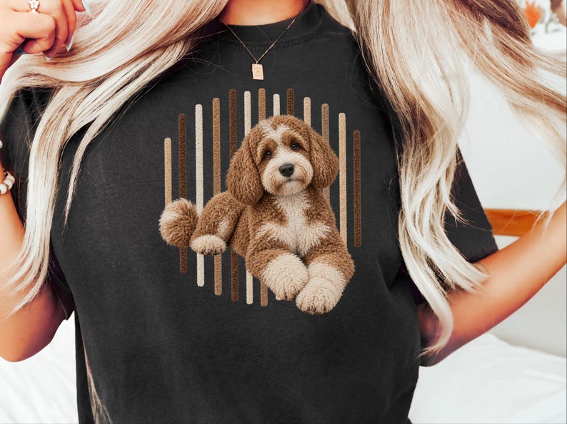 Cockapoo T Shirt, Cockapoo Dog Lover Gift, Brown Poodle Mix Tee, Dog Owner Shirt, Puppy Art Shirt image 5
