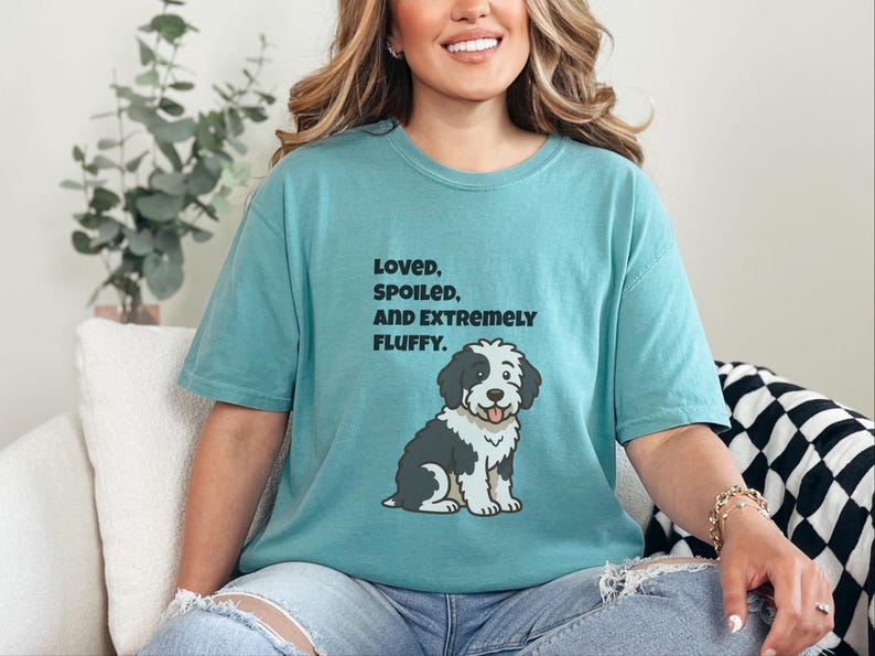 Comfort Colors Sheepadoodle Dog Tshirt | Loved, Spoiled, and Extremely Fluffy Sweatshirt | Sheepadoodle Enthusiast Crewneck, Pet Lover Gift image 6