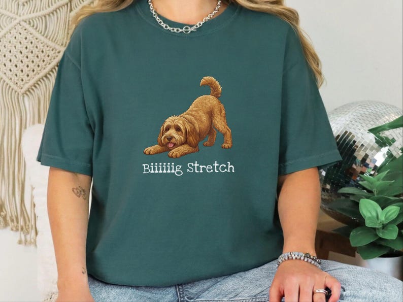 Comfort Colors Brown Doodle Dog Shirt, Biiiiig Stretch Funny Goldendoodle Print Tee, Labradoodle Dog Lover Gift, Fur Mama Puppy Present image 1