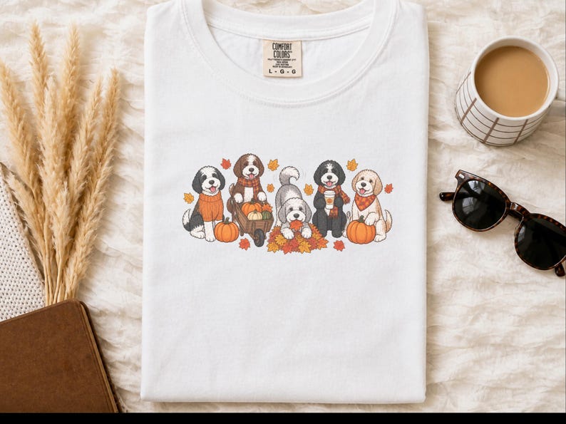 Camiseta de otoño para Sheepadoodle, Camiseta de otoño para perros, Regalo para amantes de los perros, Camiseta de otoño para mamás de perros, Mamá de Sheepadoodle, Camiseta acogedora de otoño imagen 9