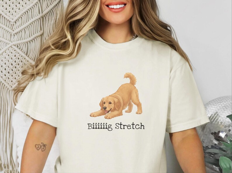 Comfort Colors Golden Retriever Biiiiiig Stretch Tee, Funny Dog Lover Pet Parent Gift, Puppy Mom Dad Owner, Stay Golden Enthusiast image 3