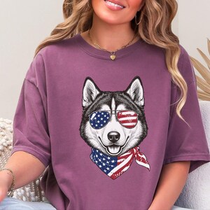 Comfort Colors Patriotic Husky Dog Shirt, Funny 4th of July Siberian Husky Tee, American Flag USA Dog Mom Shirt, Independence Day Siberian image 9