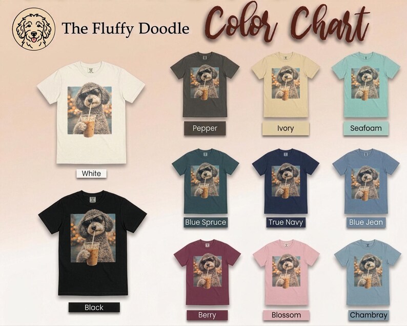 Comfort Colors Schnoodle Lover Iced Coffee Dog Shirt, Dog Drinking Coffee Tee, Schnoodle Mom Dad Gift, Cute Doodle Graphic Top, T-shirt image 9