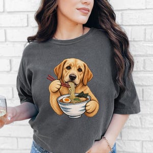Yellow Lab Ramen Shirt, Labrador Retriever Gift, Noodle Lover Tee, Funny Dog Shirt, Labrador Mom Gift, Foodie Shirt, Dog Dad Shirt, Lab image 3