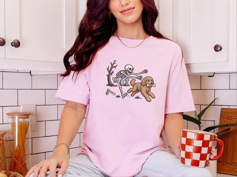 Labradoodle Skeleton Shirt, Spooky Labradoodle Dog Gift, Skeleton Dog Tee, Halloween Dog Shirt, Labradoodle Mom Owner Art, Funny Dog Shirt image 7