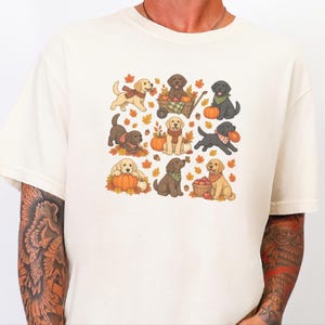 Camiseta de Labrador de otoño, regalo para amantes de los perros de otoño, linda camiseta para mamás de Labrador, suéter de cachorro para Acción de Gracias, ropa acogedora para dueños de mascotas de cosecha. imagen 3