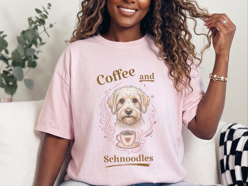 Comfort Colors Schnoodle Lover Shirt, Coffee And Schnoodles Tee, Funny Dog Parent Hoodie, Cross-Breed Doodle Sweatshirt Gift image 7