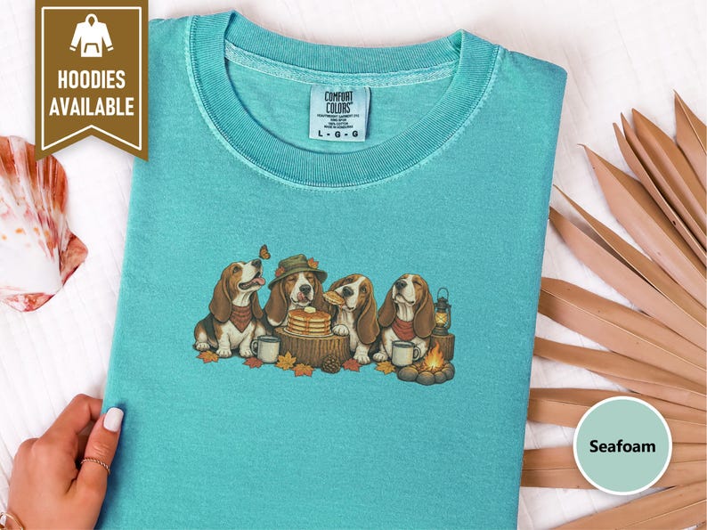Basset Hound Shirt, Fall Camping Gift, Autumn Hound Dog Tee, Basset Hound Mom Sweatshirt, Camping Dog Lover Gift Bild 4