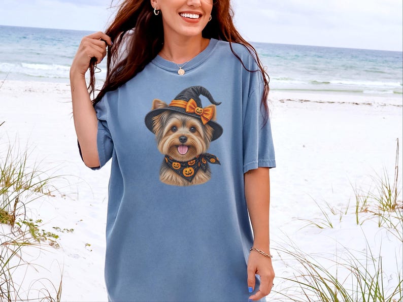 Yorkie Halloween Shirt, Yorkie Mom Gift, Witch Dog Shirt, Halloween Dog Shirt, Yorkie Lover Gift, Fall Dog Sweatshirt image 9
