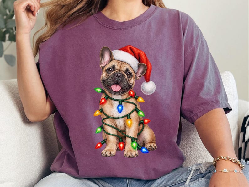 Christmas Dog Shirt, French Bulldog Christmas Gift, Holiday Dog Shirt, Frenchie Mom Sweatshirt, Christmas Pet Lover Tee image 6