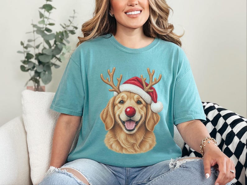 Weihnachtsshirt mit Golden Retriever-Motiv, festliches Hunde-Sweatshirt, Geschenk für Golden-Retriever-Mamas, Pullover mit Welpen-Ausschnitt, Weihnachtsshirt für Hundeliebhaber Bild 4