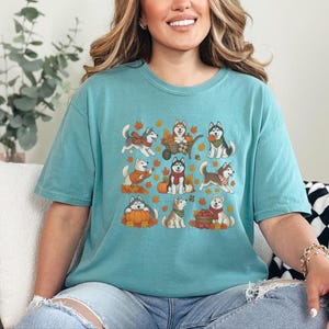 Autumn Husky Shirt, Siberian Husky Dog Gift, Fall Dog Mom Sweatshirt, Cozy Autumn Apparel, Cute Puppy Tee image 9