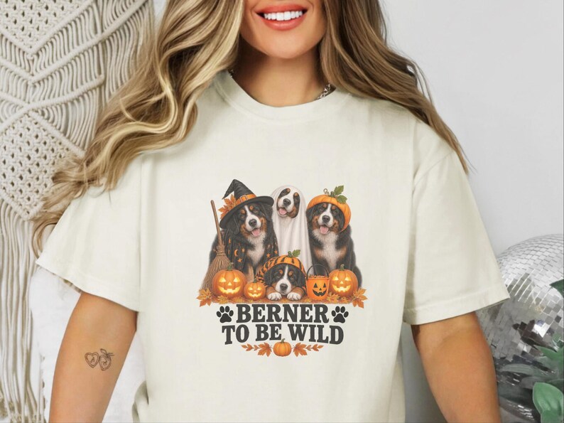Bernese Dog Shirt, Berner Mom Gift, Halloween Dog Tee, Witch Dog Shirt, Spooky Season Shirt, Mountain Dog Gift image 5