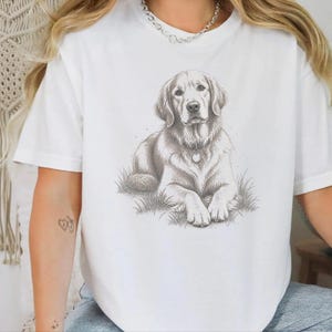 Golden Retriever Shirt, Golden Retriever Gift, Golden Retriever Dog Mom Tee, Vintage Sketch Print, Dog Lover Shirt image 7