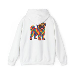 T-shirt pour amoureux des carlins, cadeau avec illustration colorée de chien, t-shirt chiot arc-en-ciel, cadeau pour propriétaire de carlin, t-shirt chien mignon, illustration vibrante d'animaux de compagnie image 12