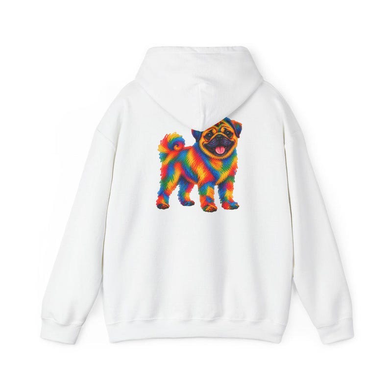T-shirt pour amoureux des carlins, cadeau avec illustration colorée de chien, t-shirt chiot arc-en-ciel, cadeau pour propriétaire de carlin, t-shirt chien mignon, illustration vibrante d'animaux de compagnie image 12