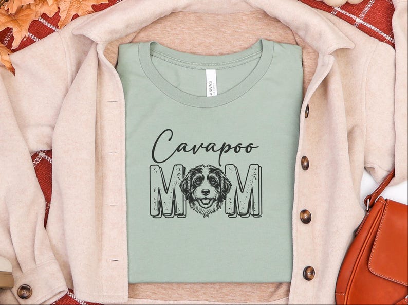 Cavapoo-Mama-Shirt, süßes Doodle-T-Shirt | Geschenk für Hundeliebhaberinnen, T-Shirt für Pudel-Mischlingsbesitzerinnen | Lustige Kleidung für Hundemamas, Geschenkidee für frischgebackene Hundemamas Bild 7